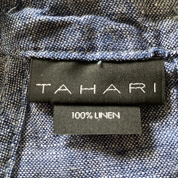 TAHARI Linen Dress with Halter Neckline High Low Hem Size XS - Picture 7 of 8